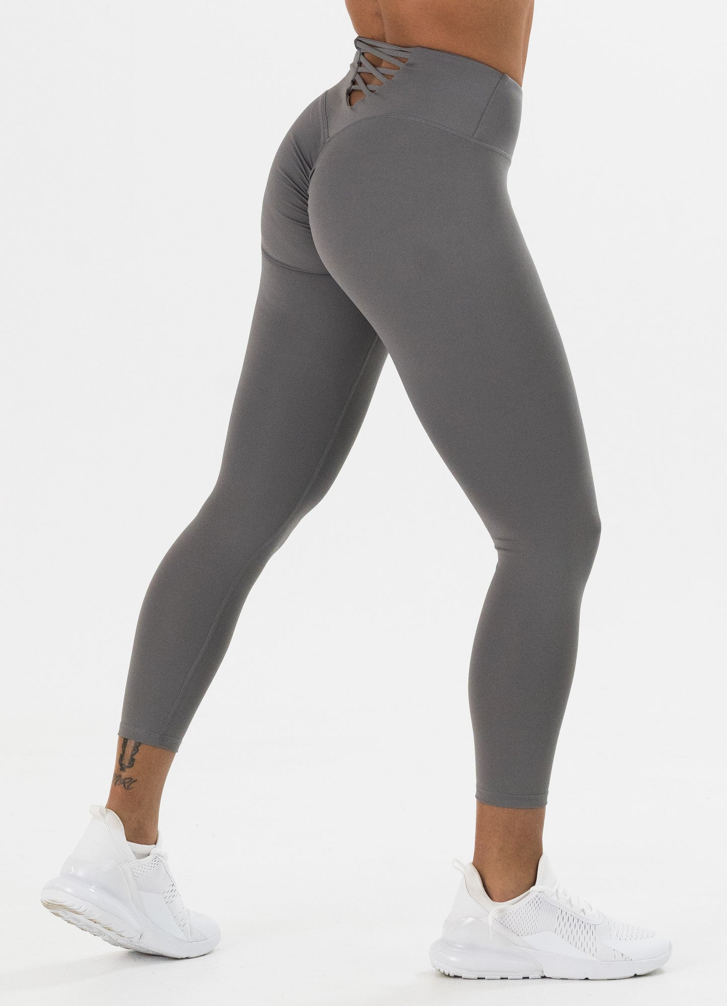 Backlace Scrunch Leggings in Grau