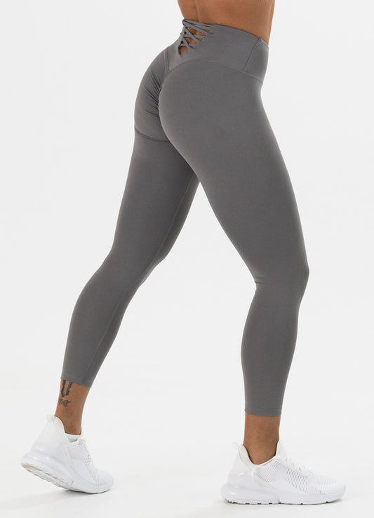Backlace Scrunch Leggings in Grau